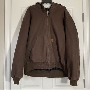 Carhartt (J208) Jacket 2XL Brown hooded Zip Up.